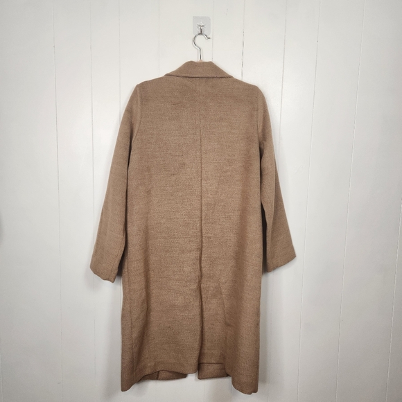 H&M Beige Camel Unlined Overcoat Light Winter Coat Jacket Pockets Size 6 Classic - Picture 3 of 14